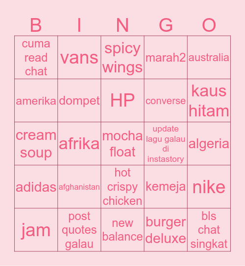 bingo bersama FOD Bingo Card
