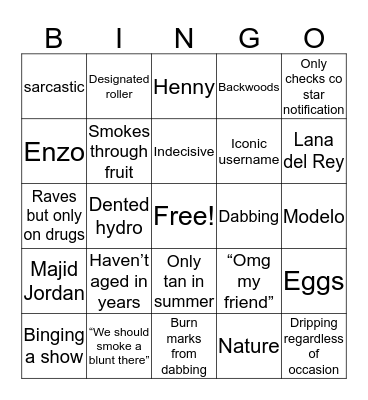 Tanya Bingo Card