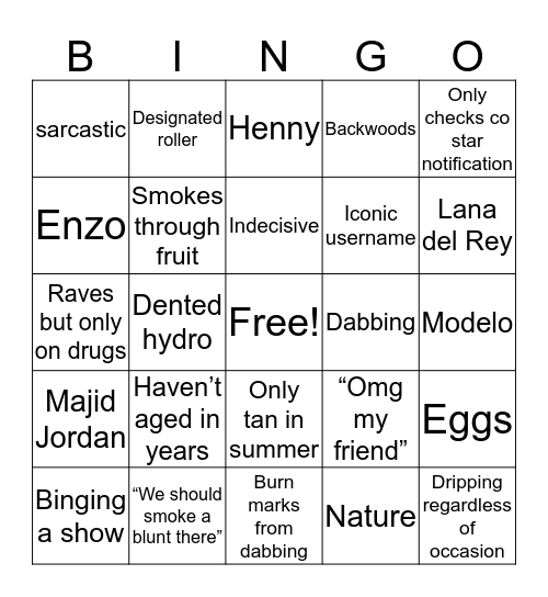 Tanya Bingo Card