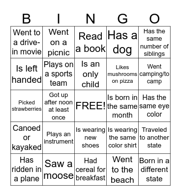FIND SOMEONE WHO Bingo Card
