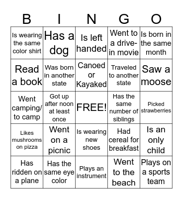 FIND SOMEONE WHO Bingo Card