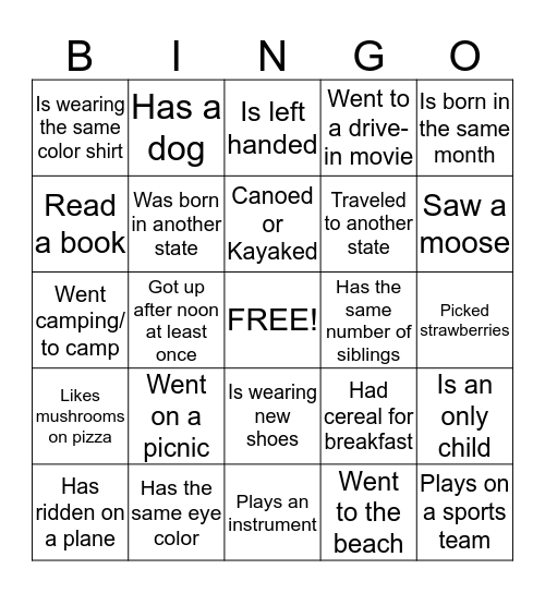 FIND SOMEONE WHO Bingo Card