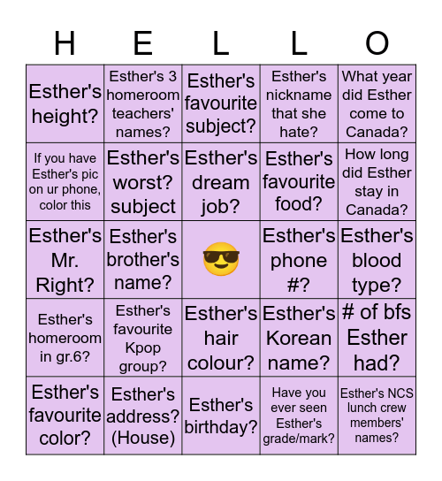 If you can answer correctly, color it! Bingo Card