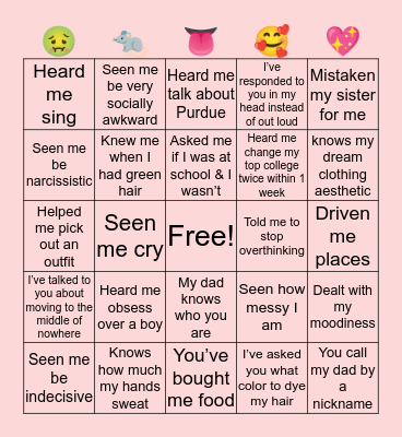 Mahina’s a Mess: Bingo Edition Bingo Card