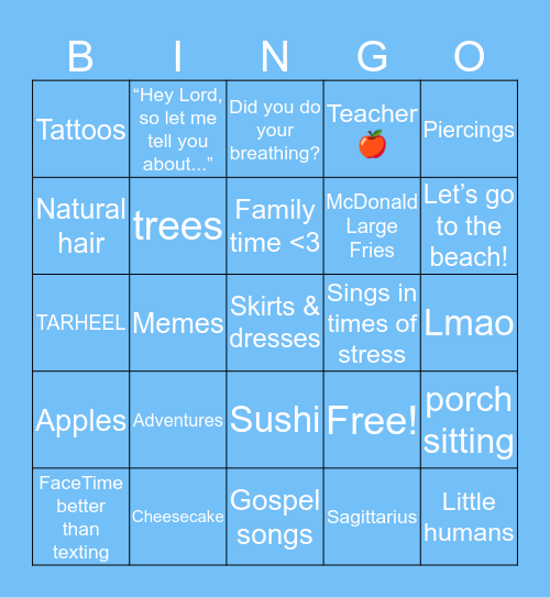 Adrienne BINGO Card