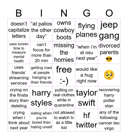 claire bingo Card