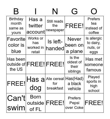 New Hope's People Bingo Card