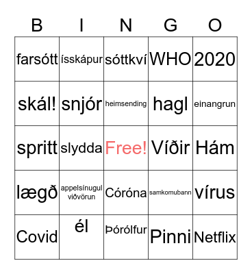 Páskabingó Nessins Bingo Card