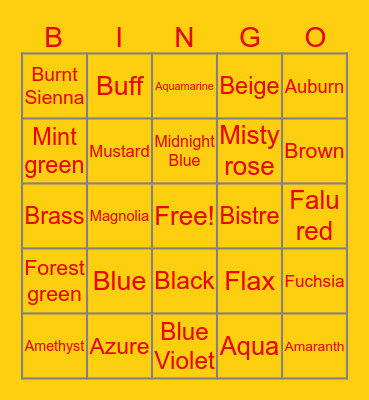 Traditions Bingo Card