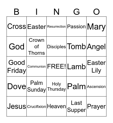 Easter Bingo Card