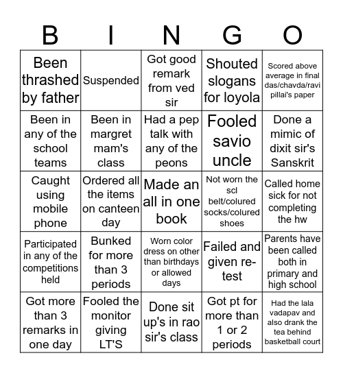 LÕYÕLA Bingo Card