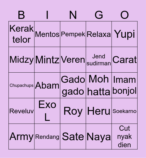 🌷Yeppeun Yeji’s Bingo🌷 Bingo Card