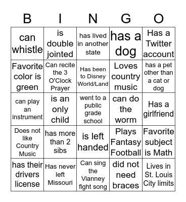 Find someone who Bingo Card