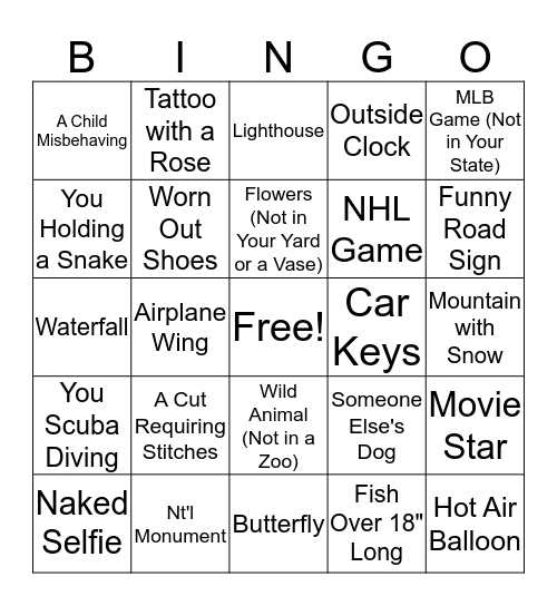 Photo Bingo Card