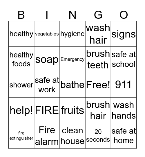 Health and safety Bingo Card