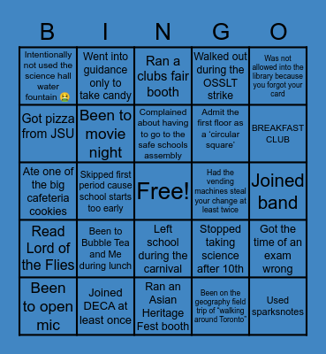 Thornhill SS Bingo Card