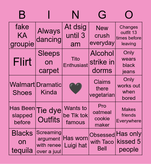 Sydney’s Bingo Card