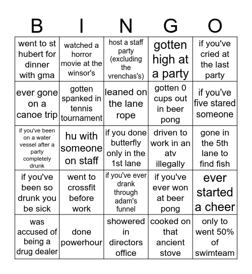 bingo lmcc staff edition Bingo Card