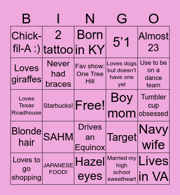 Lindsays BINGO Card Bingo Card