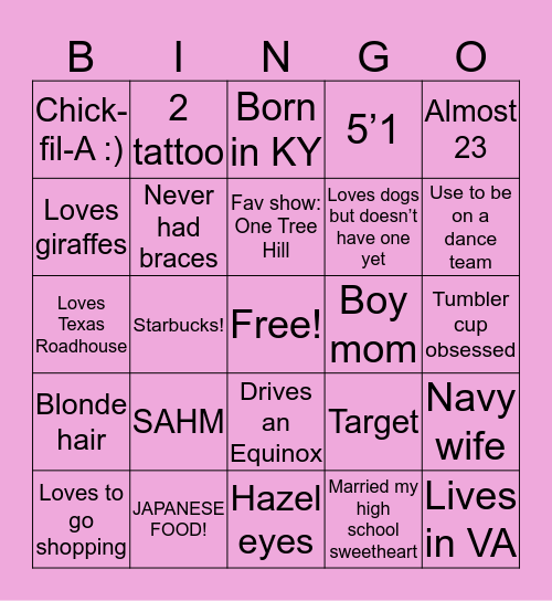 Lindsays BINGO Card Bingo Card