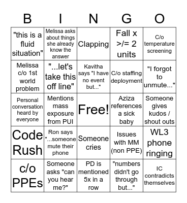 Huddle Bingo - Covid ed Bingo Card