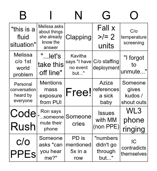 Huddle Bingo - Covid ed Bingo Card
