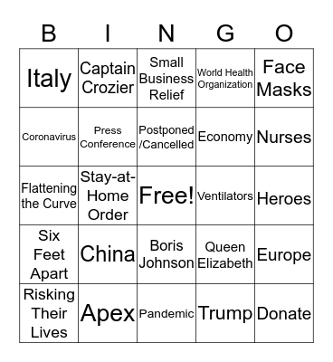 It's Corona Time! Bingo Card