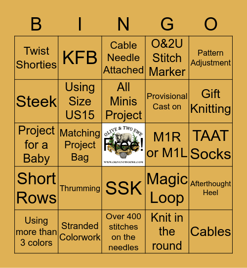 WIP Bingo Card