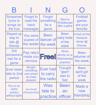 Belle Bingo Card