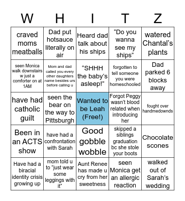 Whitlock Bingo Card