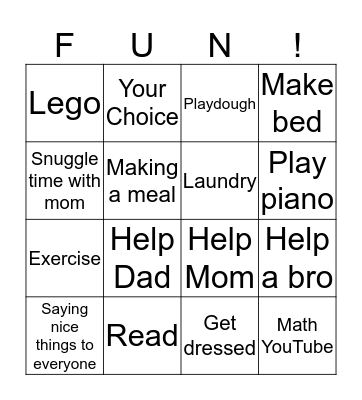 Wednesday Spring Break Bingo Card