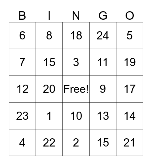 Family Easter Bingo Card