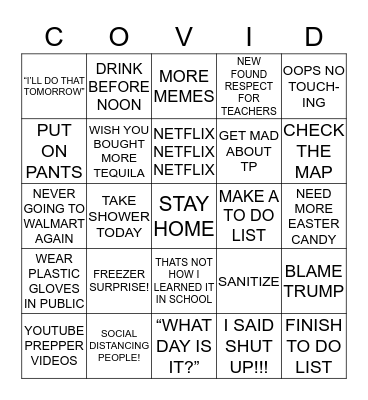 Covid-19 Bingo Card