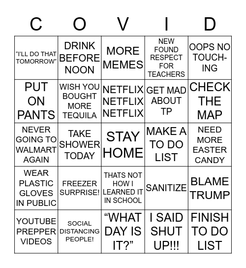 Covid-19 Bingo Card