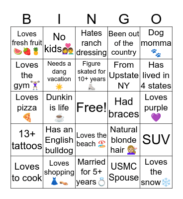 Alesha Bingo Card