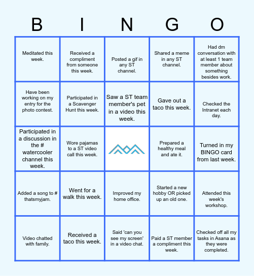 Pandemic Bingo Card