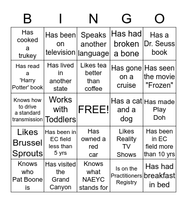 Introductions Bingo Card