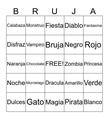 Feliz Halloween Bingo Card