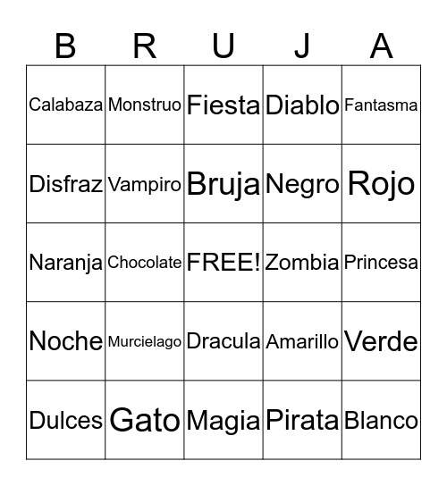 Feliz Halloween Bingo Card