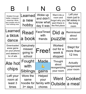 Quarantine Bingo Card