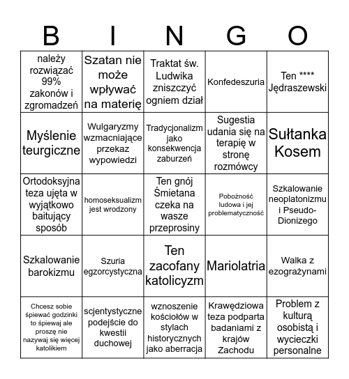 Śmietanowe bingo Card