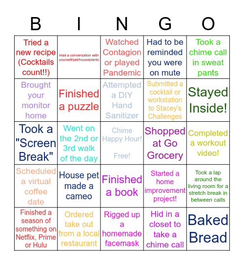 WFH Bingo! Bingo Card