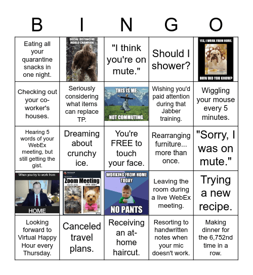PC Quarantine Bingo Card