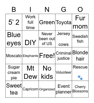 Jess Bingo Card