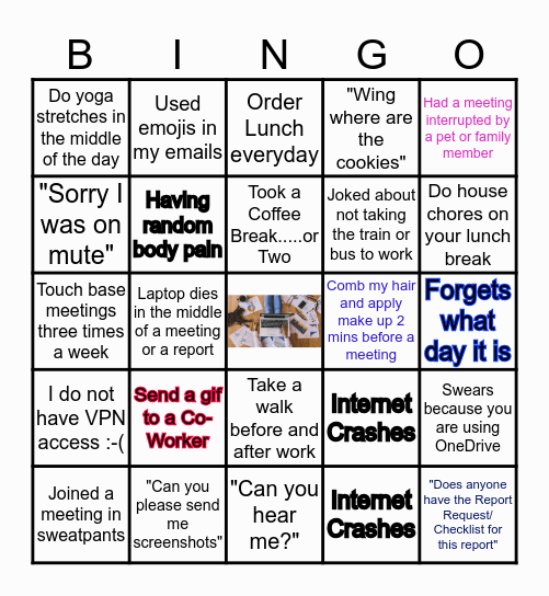 HRIS Teleworking Bingo Card