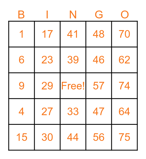 Brennen's Bingo Card #3 Bingo Card