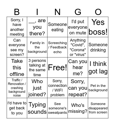 Zoom Bingo Card