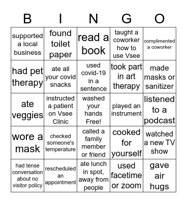 COVID BINGO Card