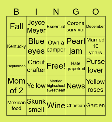 Cammie Bingo Card