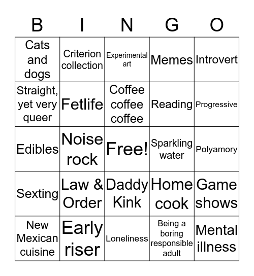 Anthony Bingo Card
